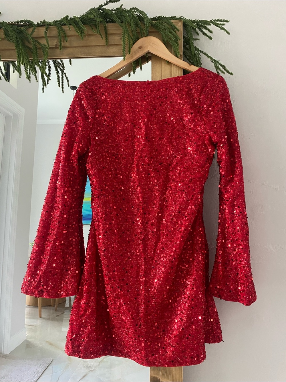SHEIN Red Sequin Mini Dress